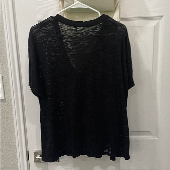 We The Free Black Sheer V-Neck Short Sleeve Tee - Picture 2 of 8